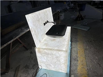 Crystal White Quartzite Vanity Top Bathroom Countertop
