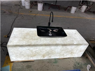 Crystal White Quartzite Vanity Top Bathroom Countertop