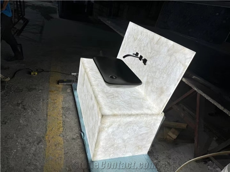 Crystal White Quartzite Vanity Top Bathroom Countertop