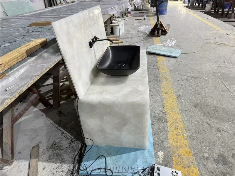 Crystal White Quartzite Vanity Top Bathroom Countertop