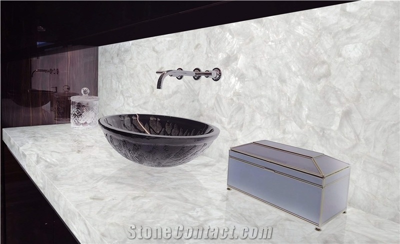 Crystal White Quartzite Vanity Top Bathroom Countertop