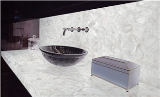 Crystal White Quartzite Vanity Top Bathroom Countertop