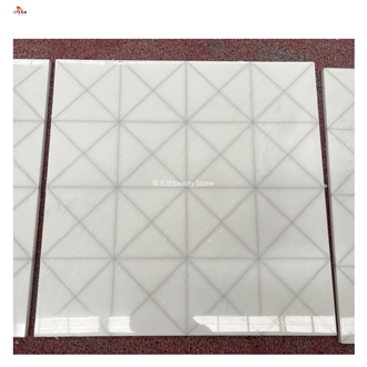 Gap Cut By Waterjet Polished With Glue Marble Floor Tiles