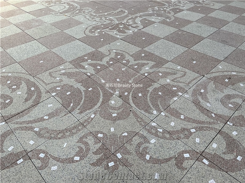 Granite Stone Square Flooring Water Jet Carpet Medallions