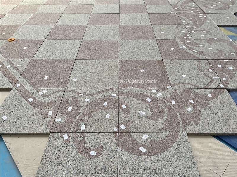 Granite Stone Square Flooring Water Jet Carpet Medallions