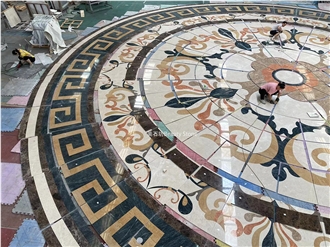 Large Area Ground Decoration Waterjet Round Medallions