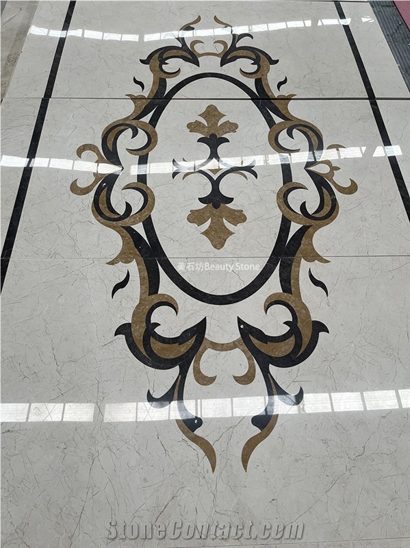 Natural Marble Water Jet Polished Inlay Flooring Medallion