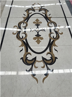 Natural Marble Water Jet Polished Inlay Flooring Medallion