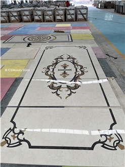 Natural Marble Water Jet Polished Inlay Flooring Medallion