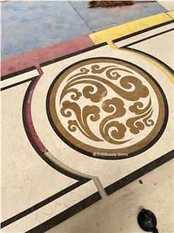 Natural Waterjet Marble Pattern Cut To Size Inlay Medallion