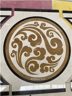 Natural Waterjet Marble Pattern Cut To Size Inlay Medallion