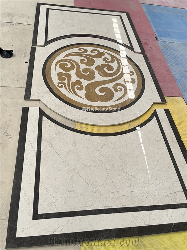 Natural Waterjet Marble Pattern Cut To Size Inlay Medallion