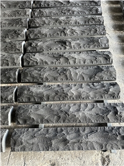 Split Black Basalt  Mushroomed Wall Tiles