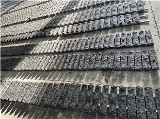 Split Black Basalt  Mushroomed Wall Tiles