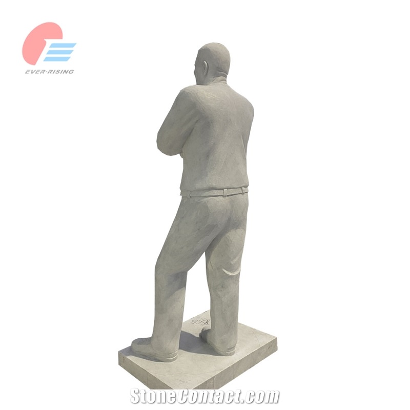 Bianco Carrara White Marble Real Boxer Human Stone Sculpture
