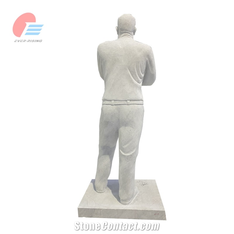 Bianco Carrara White Marble Real Boxer Human Stone Sculpture