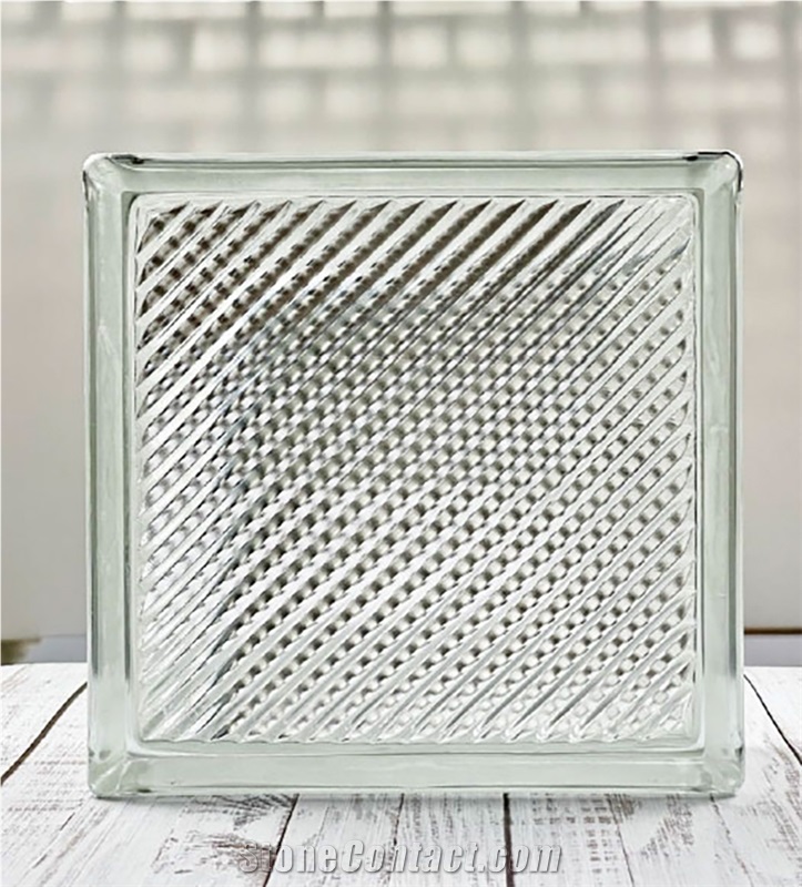 Hollow Glass Brick-Diagonal Stripe Building Ornaments
