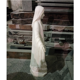 China White Marble Virgin Mary On A Snake Sculpture