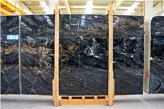 Fusion Black Gold Marble Slabs