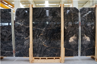 Fusion Black Gold Marble Slabs