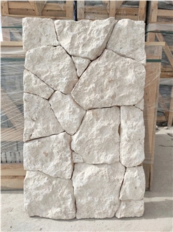 Crazy White Limestone Split Face Ashlar Stone Wall Cladding Panels