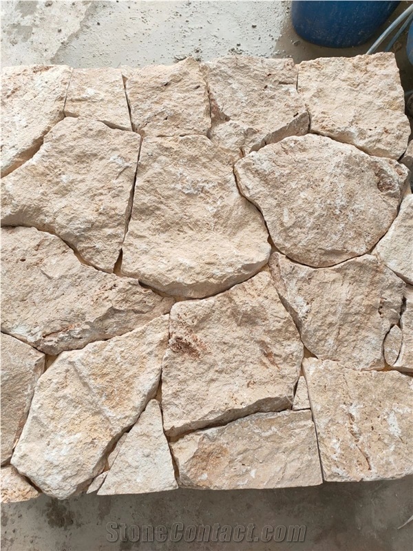 Crazy White Limestone Split Face Ashlar Stone Wall Cladding Panels