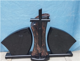 Grey  And  Black Granite  Tombstone