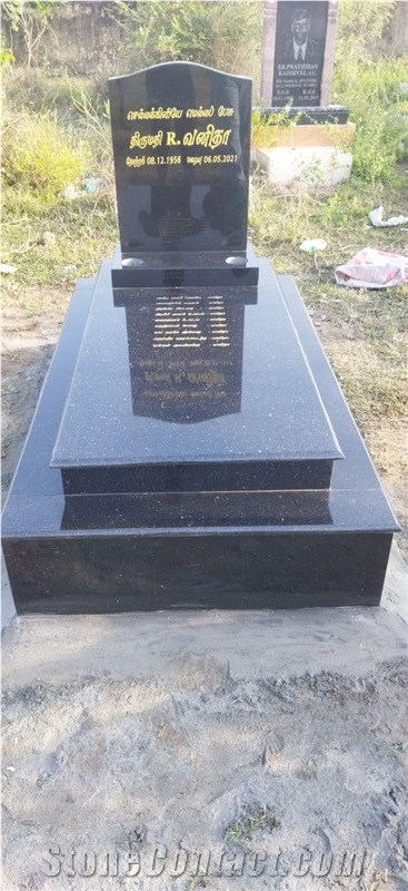 Grey  And  Black Granite  Tombstone