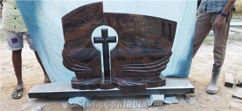 Grey  And  Black Granite  Tombstone