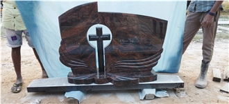 Grey  And  Black Granite  Tombstone