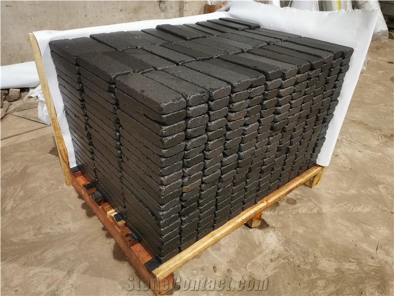 Black Basalt Tumbled Cobbles Garden Walkway Pavers