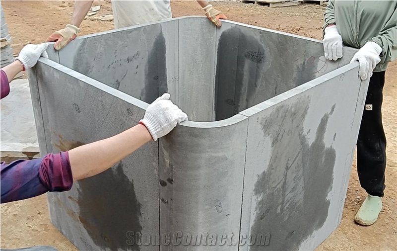 Bluestone Curved Round Column Panels Black Basalt