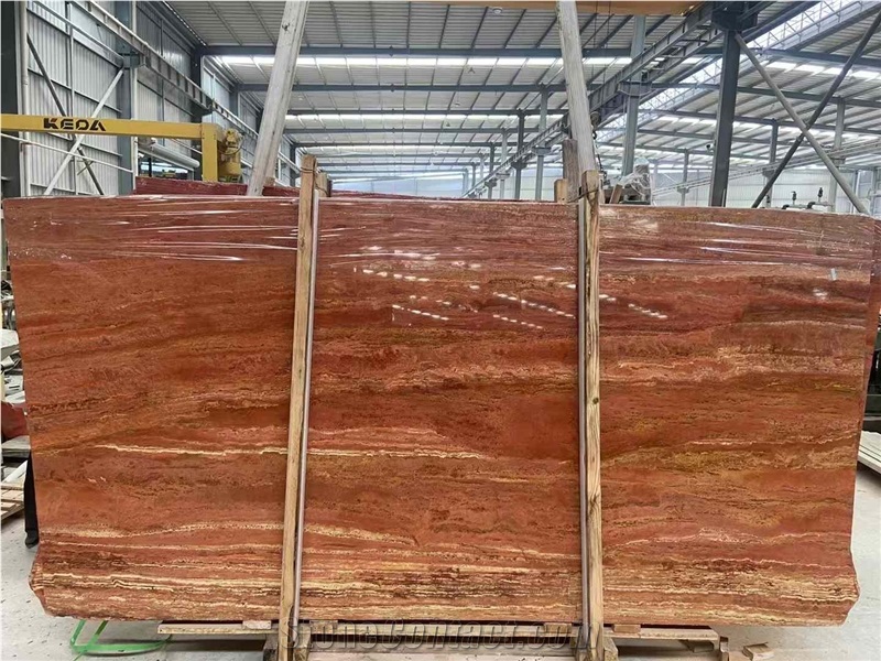 Red Travertine  Slabs Iran Red Travertine Polished