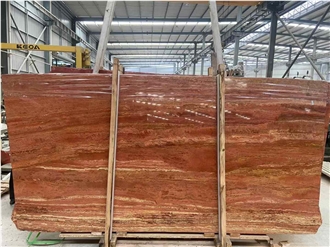 Red Travertine  Slabs Iran Red Travertine Polished