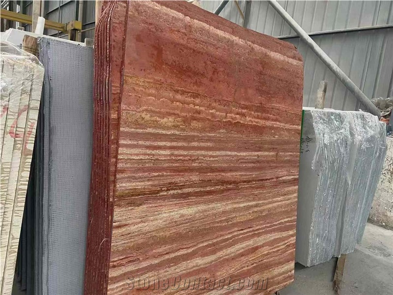 Red Travertine  Slabs Iran Red Travertine Polished