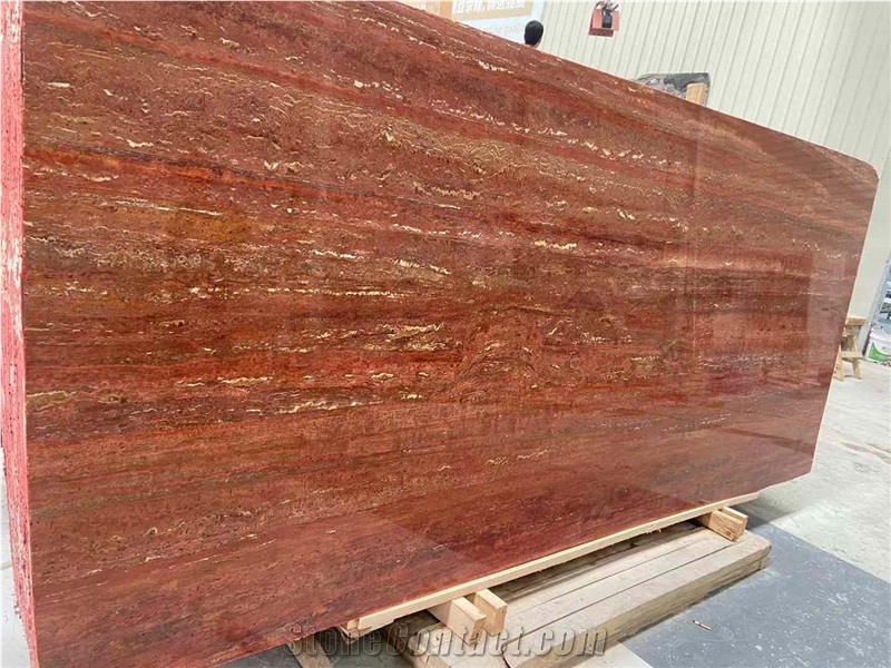 Red Travertine  Slabs Iran Red Travertine Polished