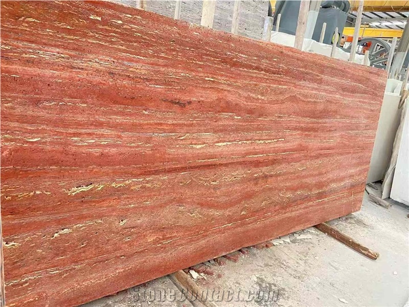 Red Travertine  Slabs Iran Red Travertine Polished