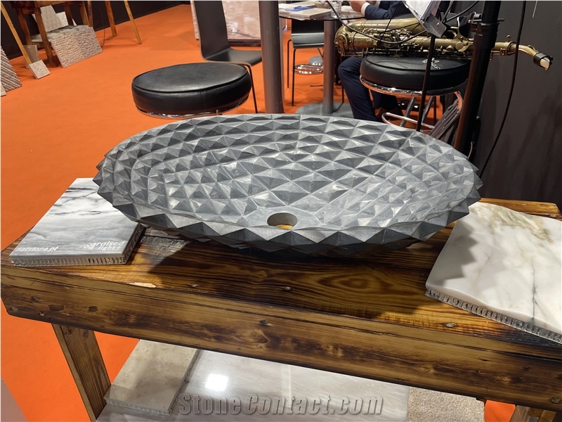 NLG E Azul Valverde Limestone CNC Carved Wash Basin