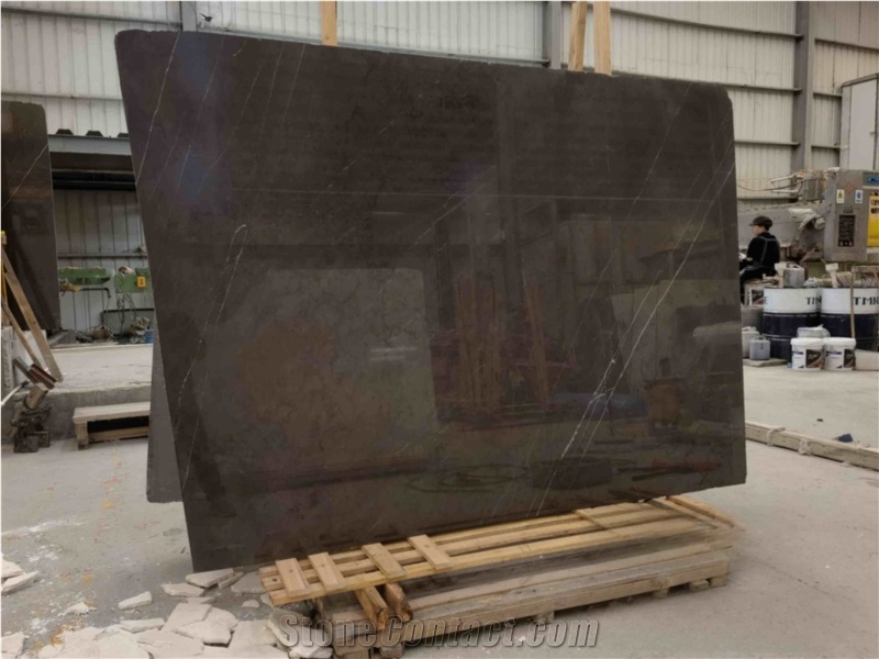 Iran New Polished Pietra Grey Marble Slab Pattern