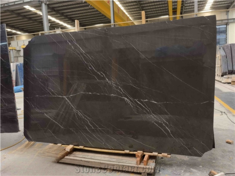 Iran New Polished Pietra Grey Marble Slab Pattern