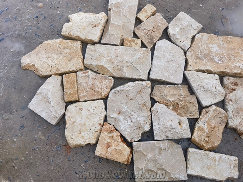 Beige Limestone Split Wall Stone,Random Flagstone For Wall