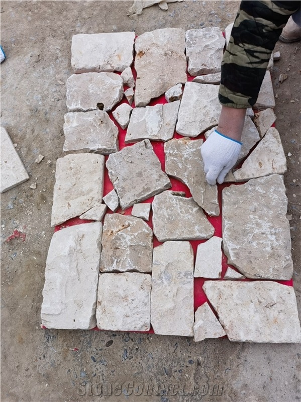 Beige Limestone Split Wall Stone,Random Flagstone For Wall