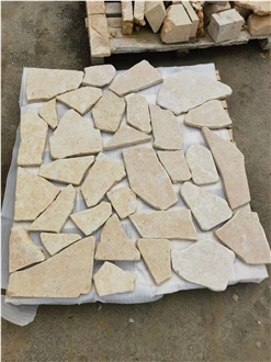 Beige Limestone Tumbled Random Flagstone Pavers & Walling
