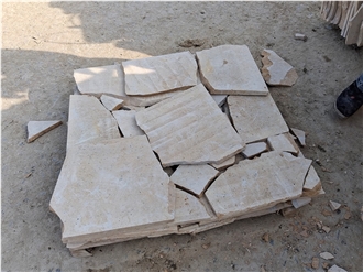 Honed Beige Limestone Irregular Random Flagstone Pavers/Wall