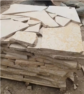 Honed Beige Limestone Irregular Random Flagstone Pavers/Wall