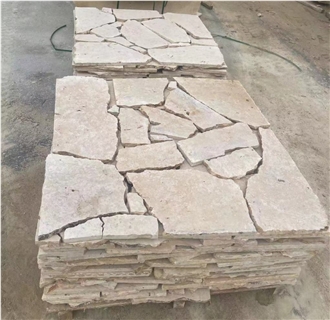 Honed Beige Limestone Irregular Random Flagstone Pavers/Wall