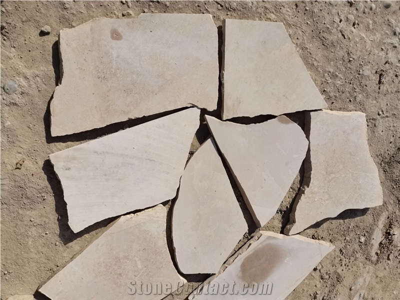 Honed Beige Limestone Irregular Random Flagstone Pavers/Wall