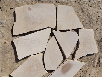 Honed Beige Limestone Irregular Random Flagstone Pavers/Wall
