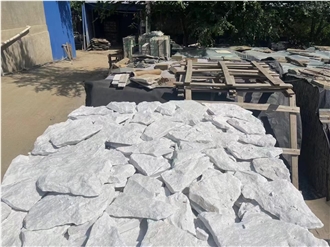 White Split Wall Stone,Marble Random Flagstone For Wall