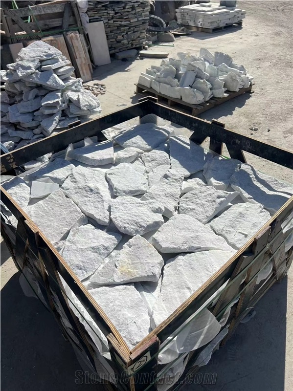 White Split Wall Stone,Marble Random Flagstone For Wall